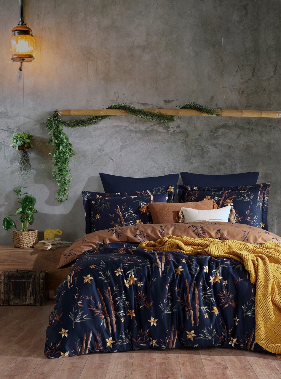 Lenjerie de pat dubla King(FR) Bamboo - Flower, Primacasa by Türkiz, 3 piese, 240x220 cm, bumbac satinat, multicolor - imagine 5